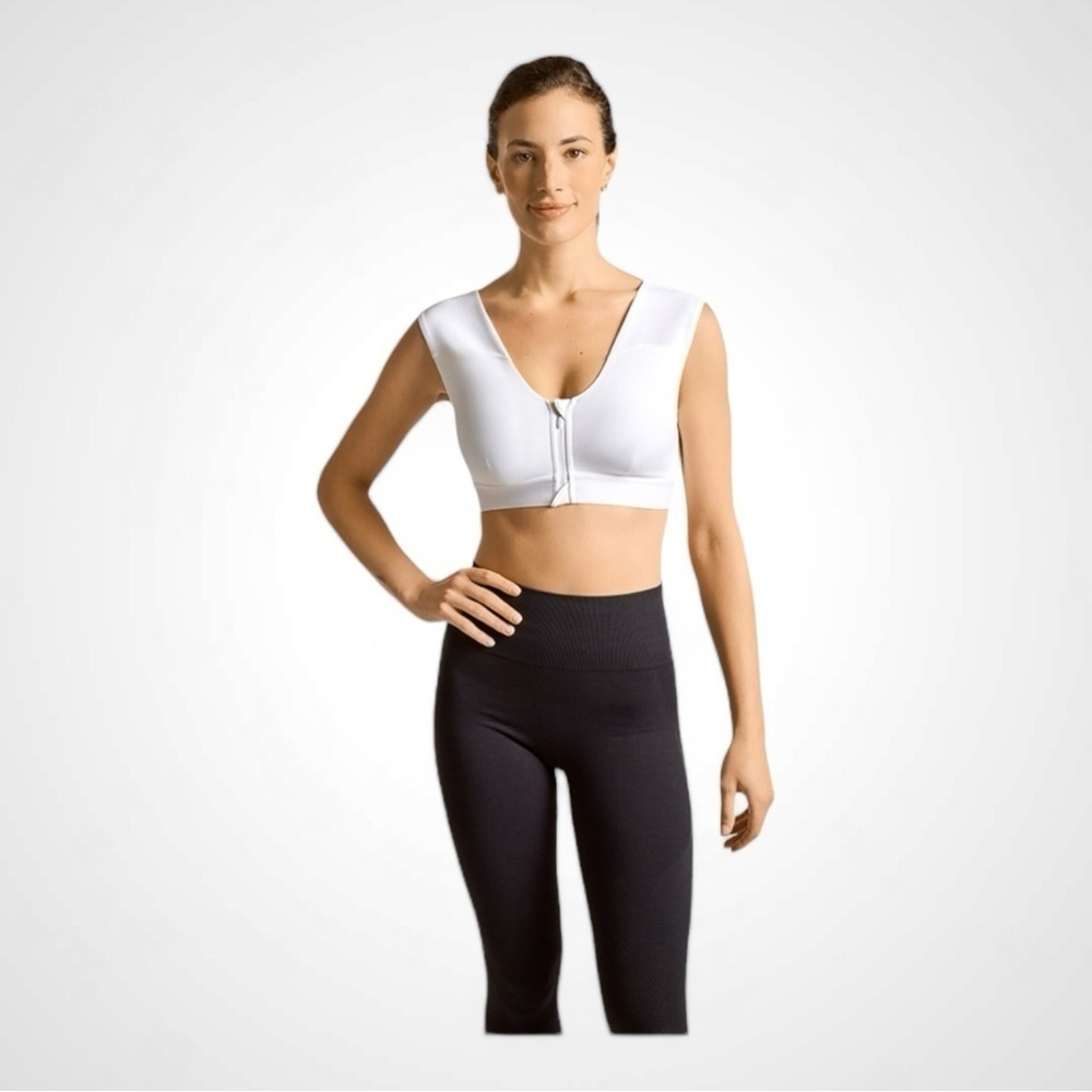 Tommie Copper Zip Up Shoulder Support Bra in White NWT